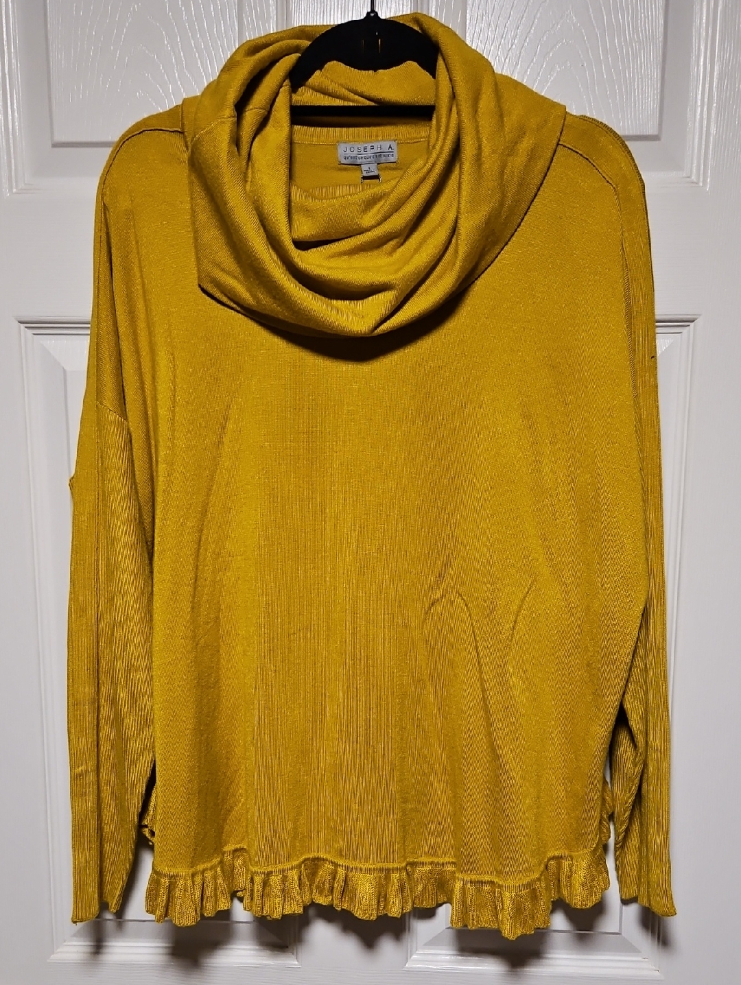 Joseph A. Cowl Neck Ruffle Hem Sweater